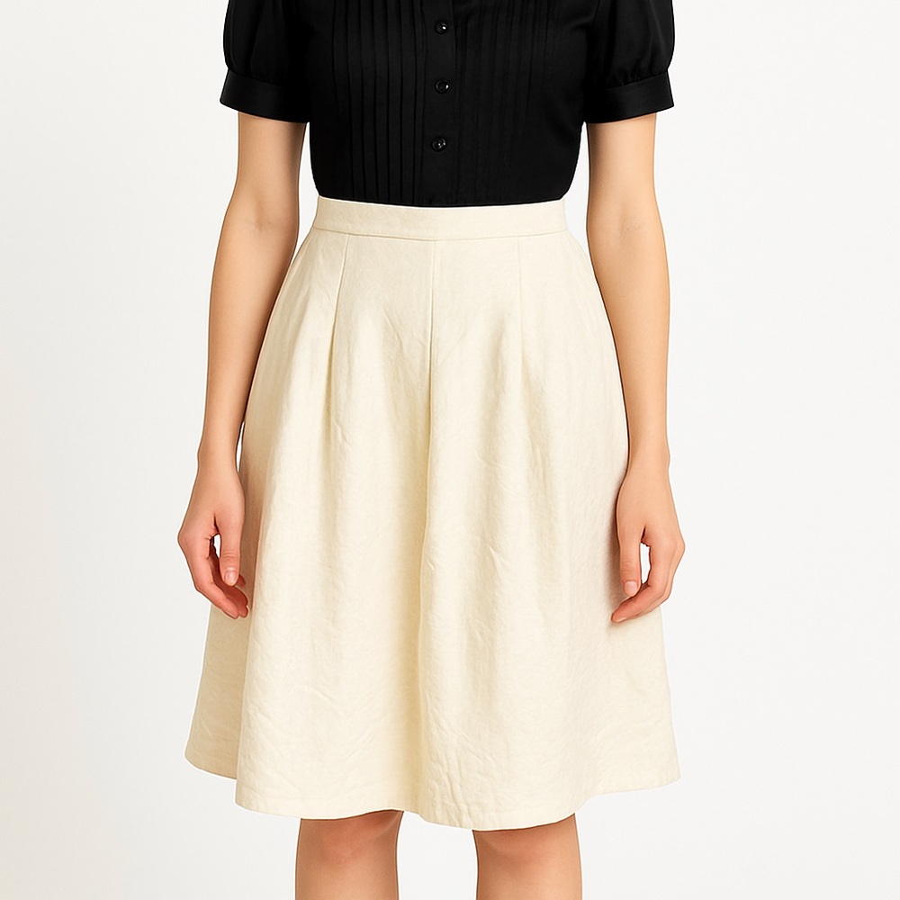 People Like Frank Cream Crinkle Silky Skirt Size 14 - Picture 9 of 9